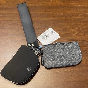 Lululemon Double Pouch Key Wristlet in Black and glitter